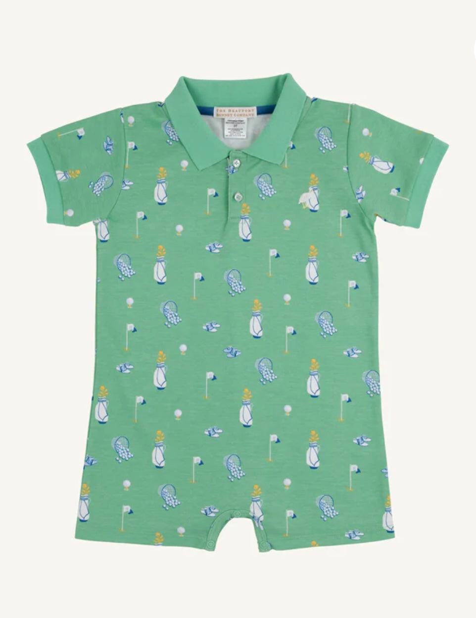 The Beaufort Bonnet Company Sir Propers Romper Pima Clubhouse Couture Wood Boat Blue