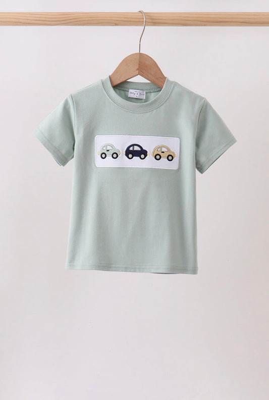 Little Boy Embroidered Car Tee