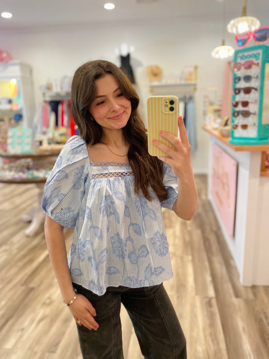 Elizabeth Stripe Puff Sleeve Top