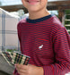The Beaufort Bonnet Company Long Sleeve Crewneck Richman Red/ Striped Nantucket Navy