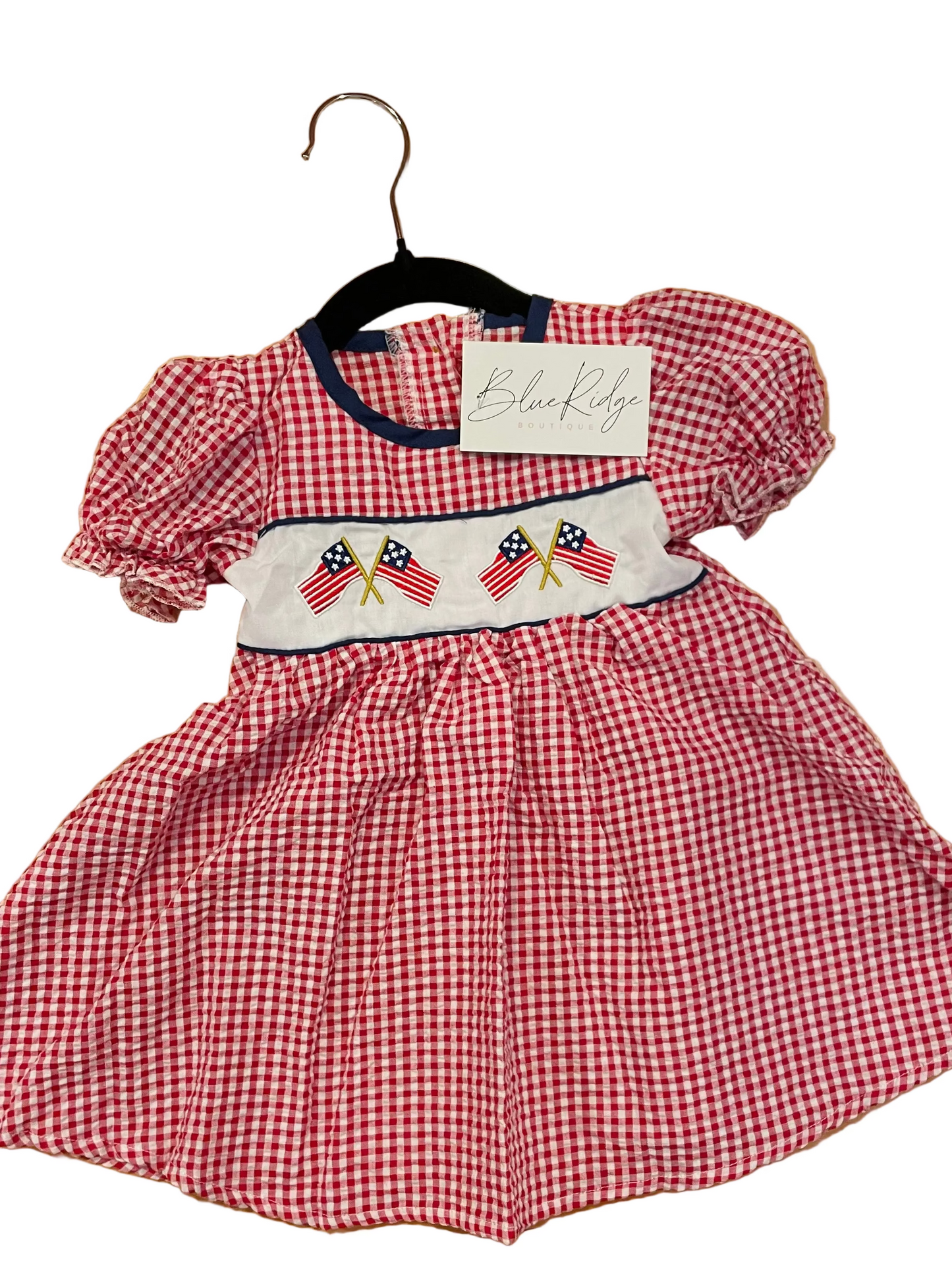 Little Girl Gingham USA Flag Dress