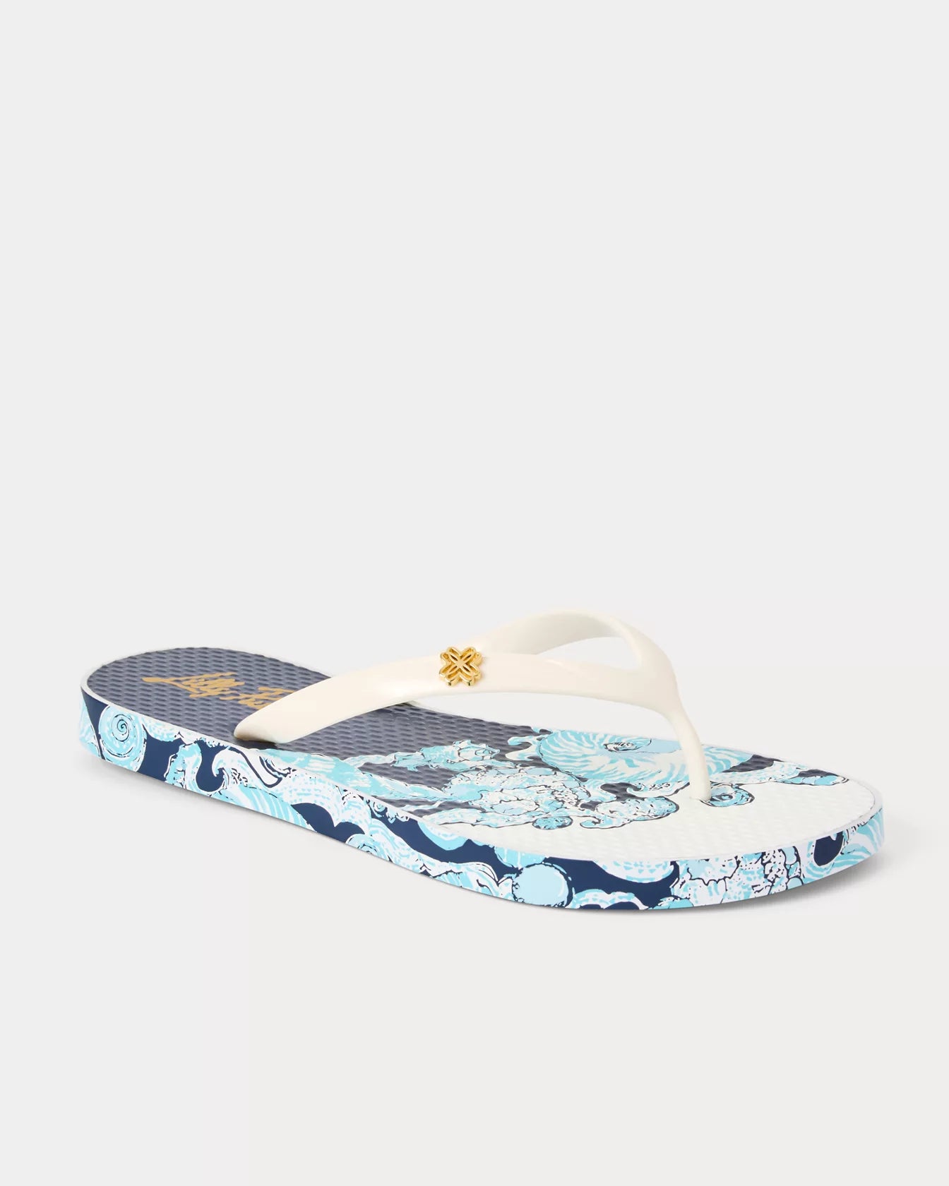 Lilly Pulitzer Pool Flip Flop Resort White Shell Shine Engineered
