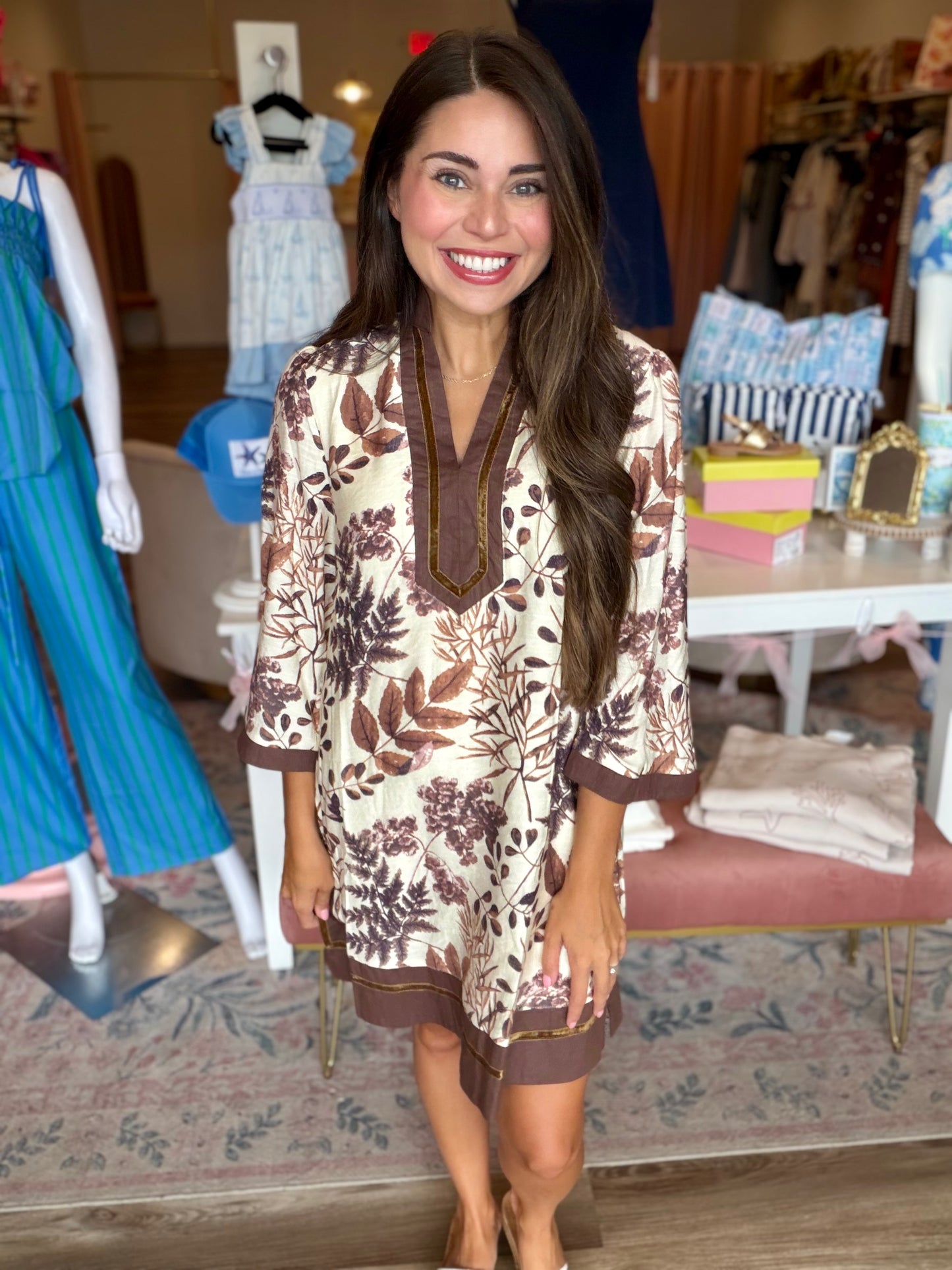 Maria Brown Floral Dress