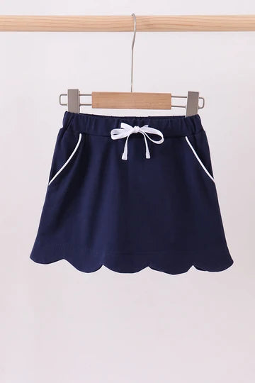 Little Girl Navy Scallop Skort