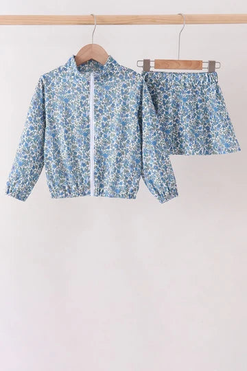 Little Girl Teal Floral Set