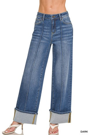Jess Cuffed Pintuck Jeans