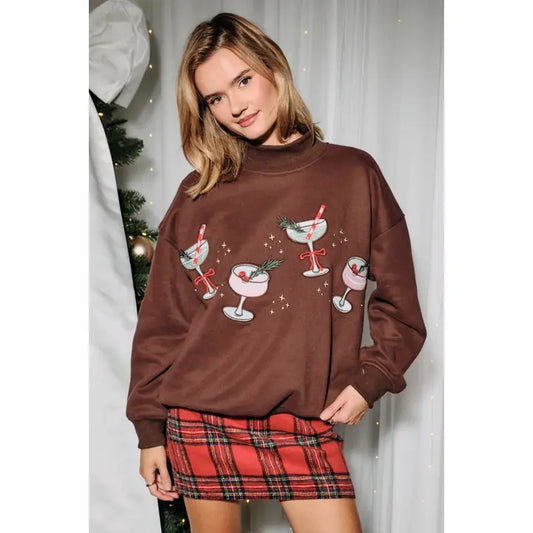Olivia Mock Neck Christmas Cocktail Sweatshirt