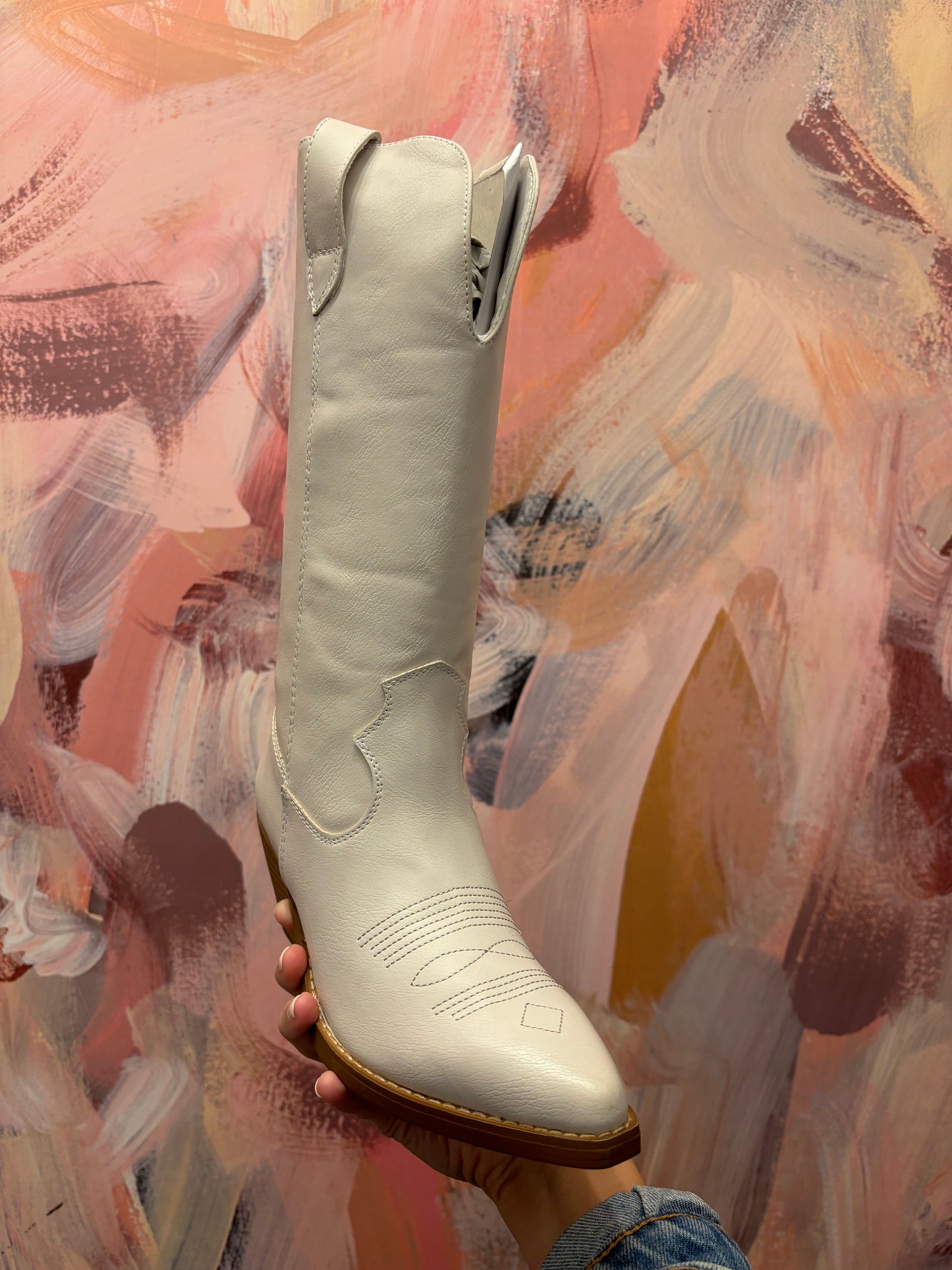 Selena Distressed White Boot