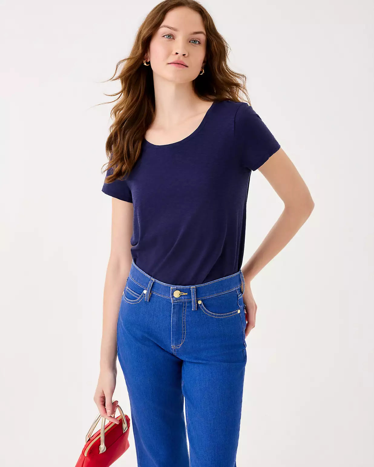 Lilly Pulitzer Etta Scoop Neck True Navy Tee