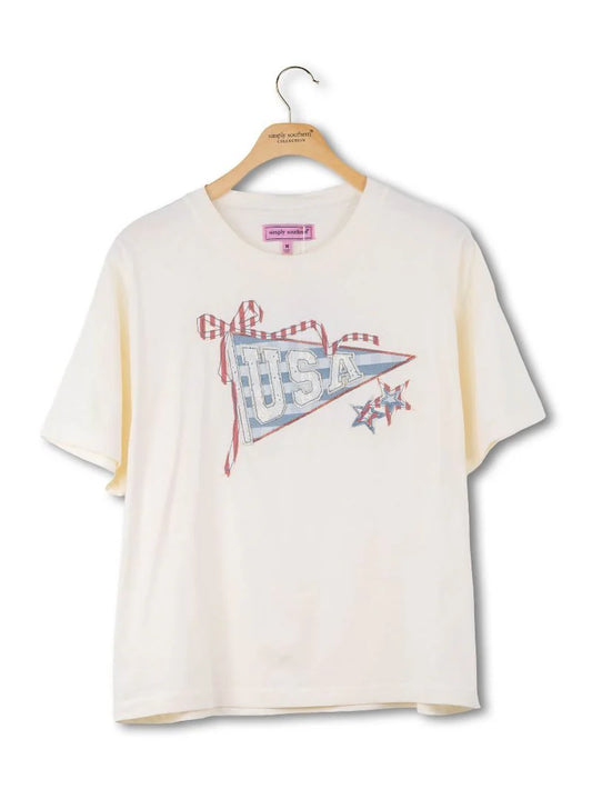 Simply Southern USA Pennant Bow Appliqué T-Shirt