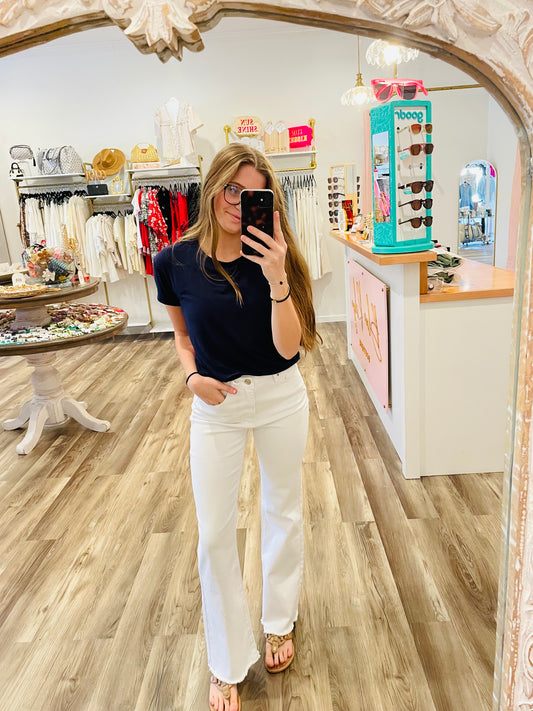 Kelly White Washed Frayed Jeans