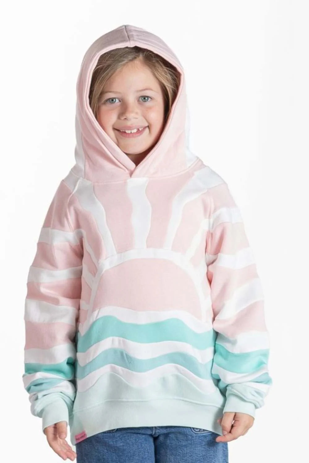 Simply Southern Youth Patchwork Pink Sun Hoodie