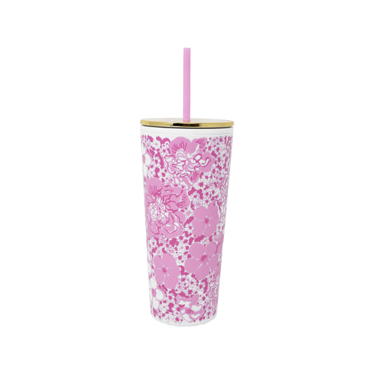 Lilly Pulitzer Tumbler with Straw, Conch Shell Pink Burst