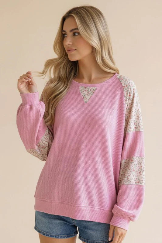 Waveryly Pink Printed Waffle