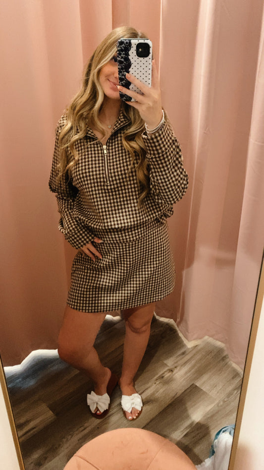 Kendra Gingham Half Zip