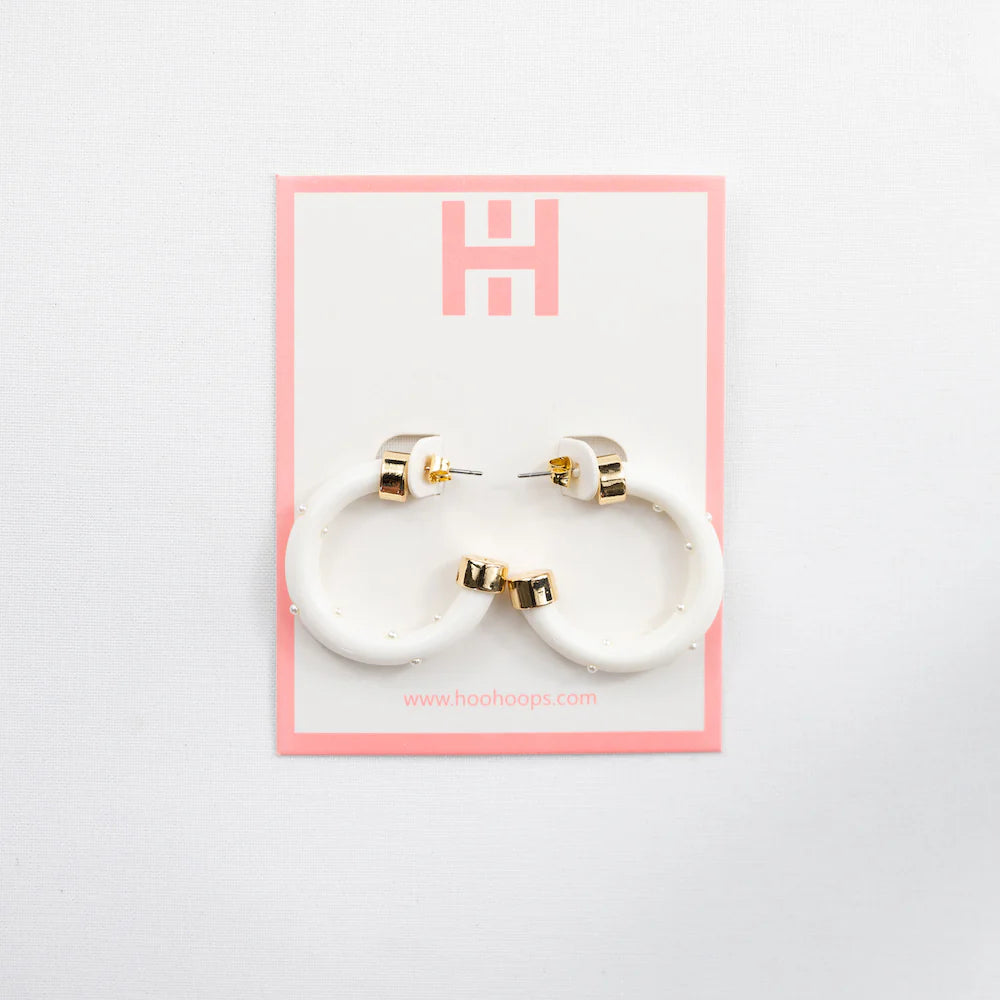 Hoo Hoops-MINI HOOPS - WHITE WITH PEARLS