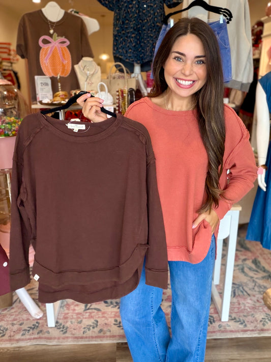 Simply Southern Great Lakes Waffle Pullover Top