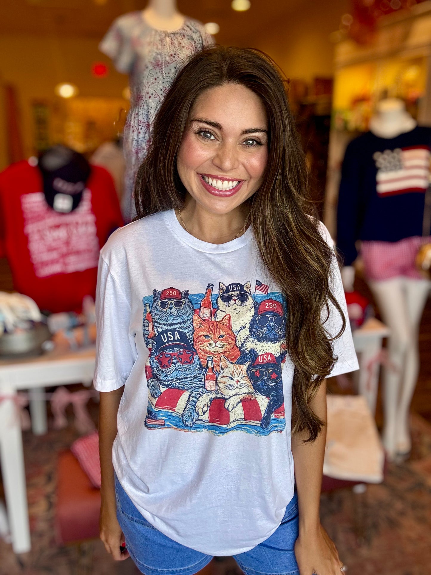USA Patriotic Cats American Kitten Pet Grooming Graphic Tee