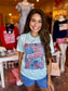 USA Boho Flag Floral Red Blue Patriotic Retro Graphic Tee