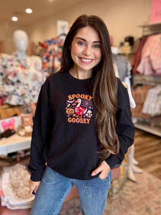 Spooky Goosey Halloween Embroidered Crewneck