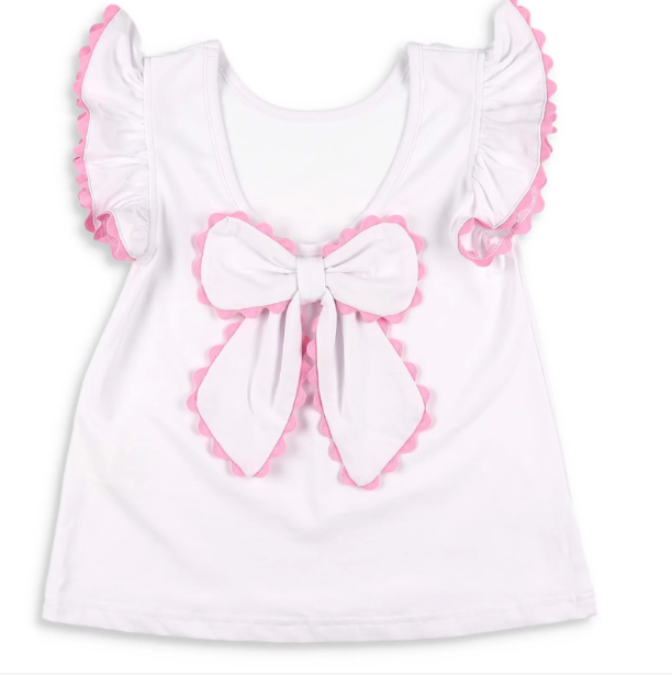 Shrimp and Grits White Bow Back Top