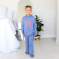 Blue MOCKNECK FLARE SWEATSUIT Gingham Bow Kids Set