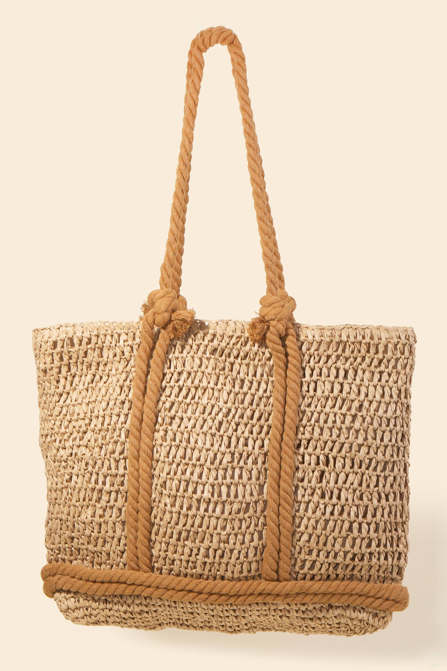 Rope Handle Straw Braided Tote Bag