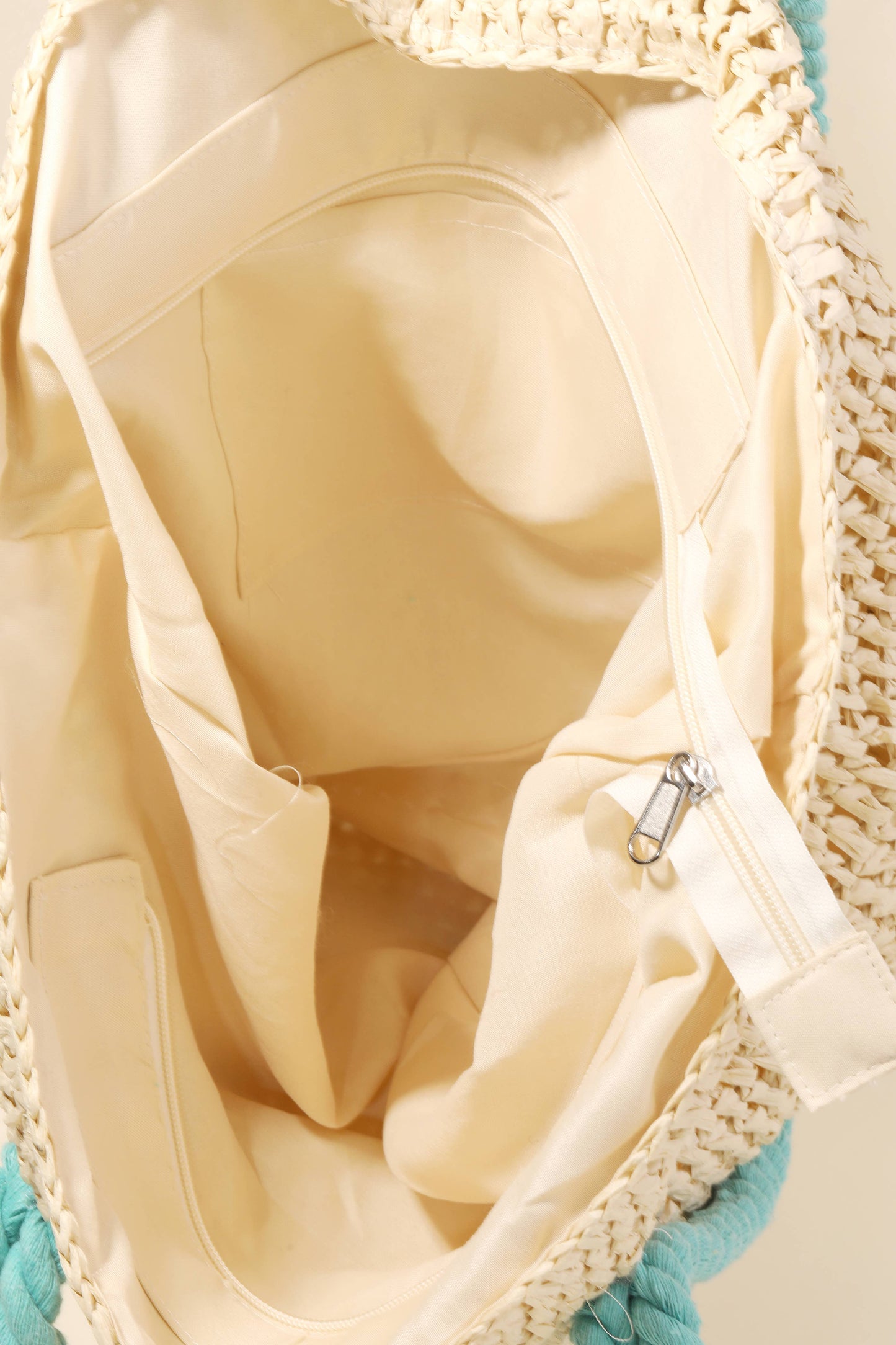 Rope Handle Straw Braided Tote Bag