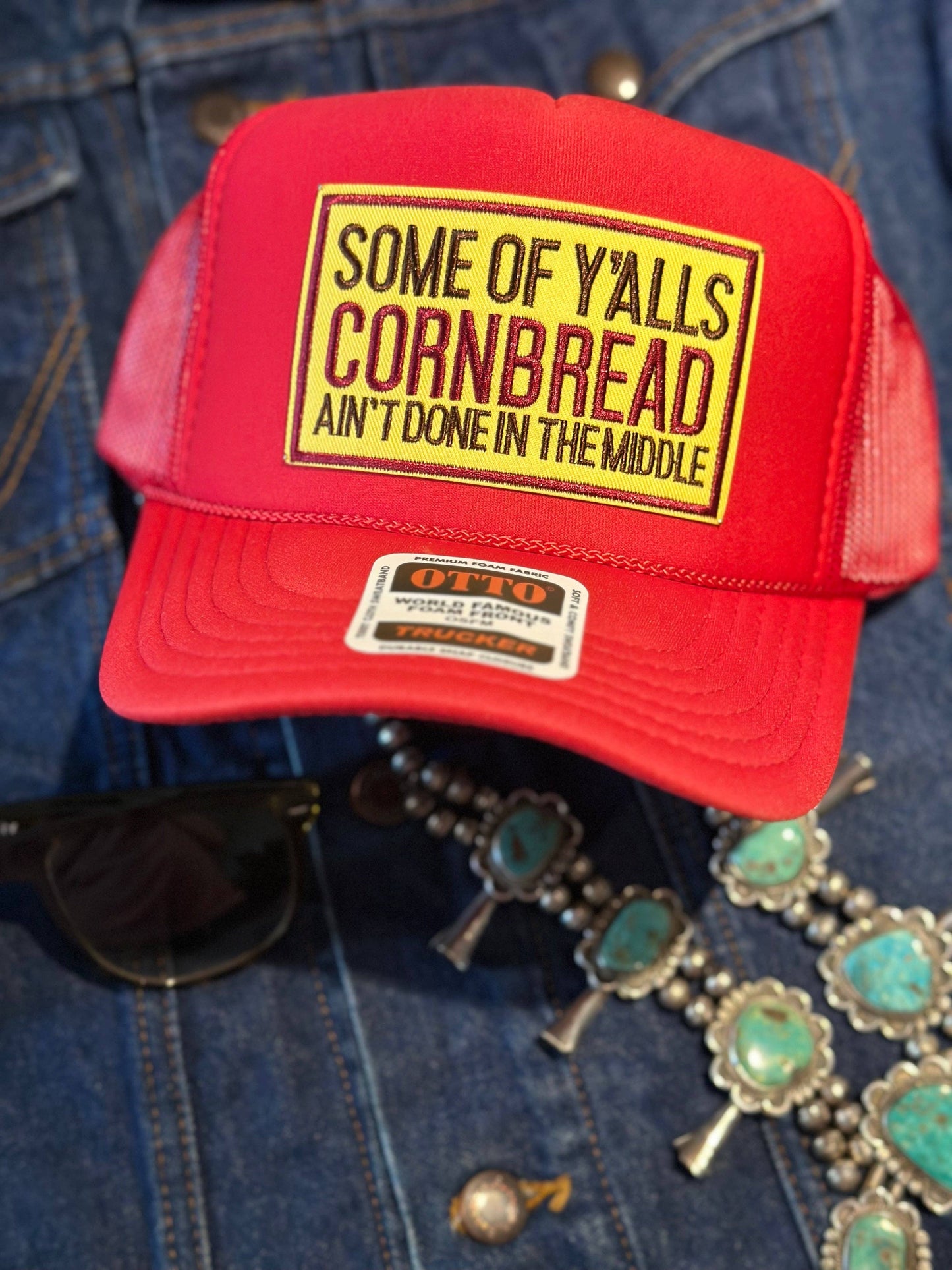SOME OF Y’ALLS CORNBREAD AIN’T DONE IN THE MIDDLE TRUCKER HAT