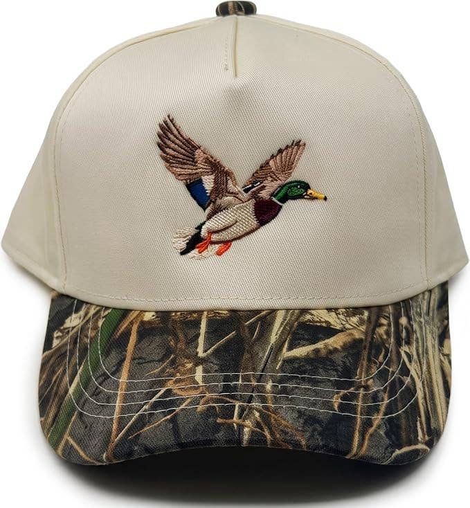 Kids/Baby Two Tone Vintage Cap: Mallard Duck-Wood Camo/Beige