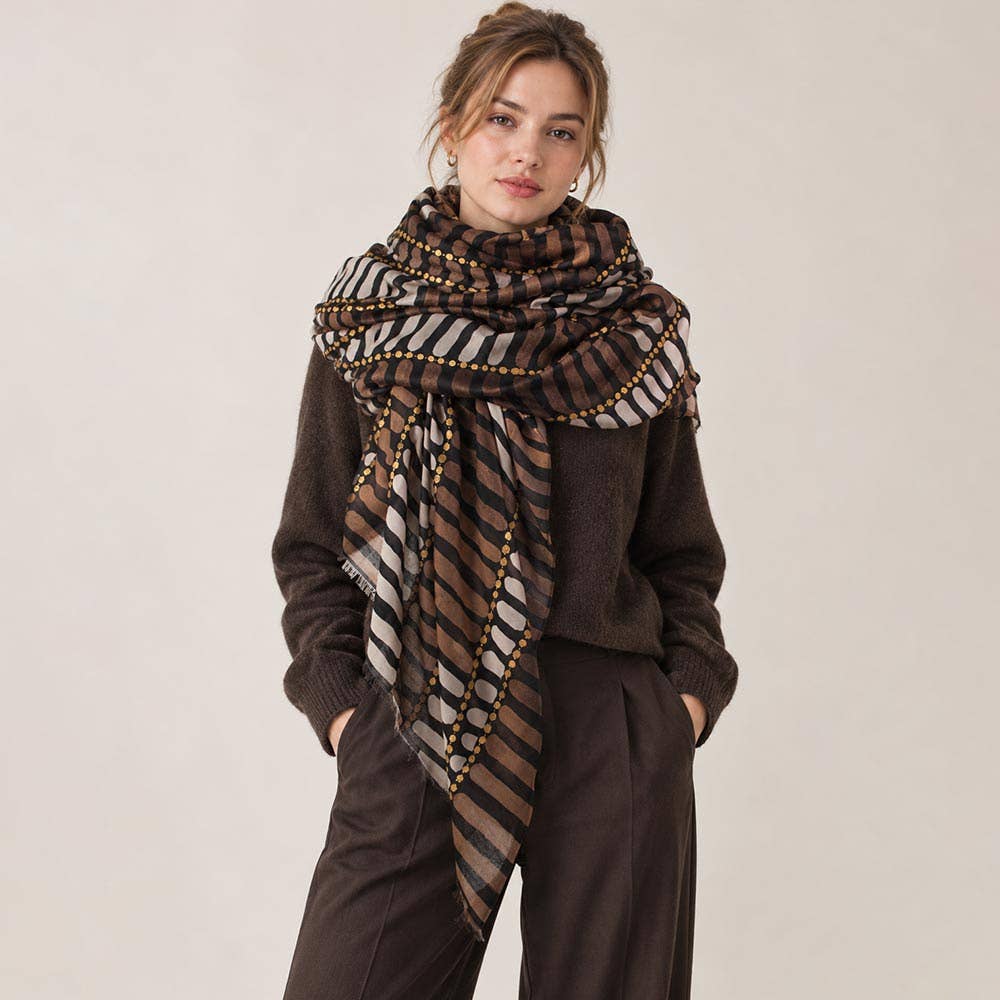 Geometric Pattern Print Lightweight Oversized Shawl Scarf