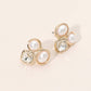 Triple Faceted Gem Cluster Stud Earrings