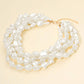 18K Gold Dipped Chunky Multi Layered Pearl Strand Necklace