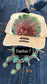CREAM BEIGE FEATHER TRUCKER HAT