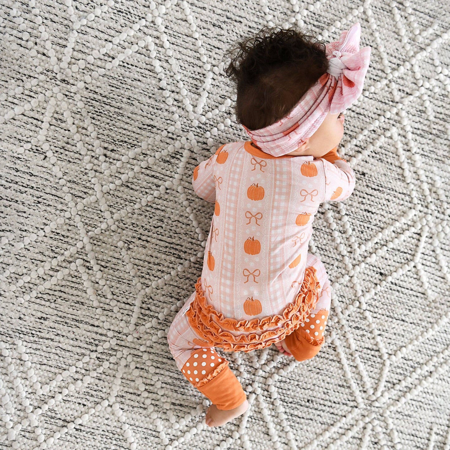Reagan RUFFLE ZIP Bamboo Pumpkin Baby Outfit