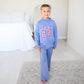 Blue MOCKNECK FLARE SWEATSUIT Gingham Bow Kids Set