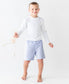 Boys Periwinkle Blue Seersucker Swim Trunks