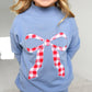 Blue MOCKNECK FLARE SWEATSUIT Gingham Bow Kids Set