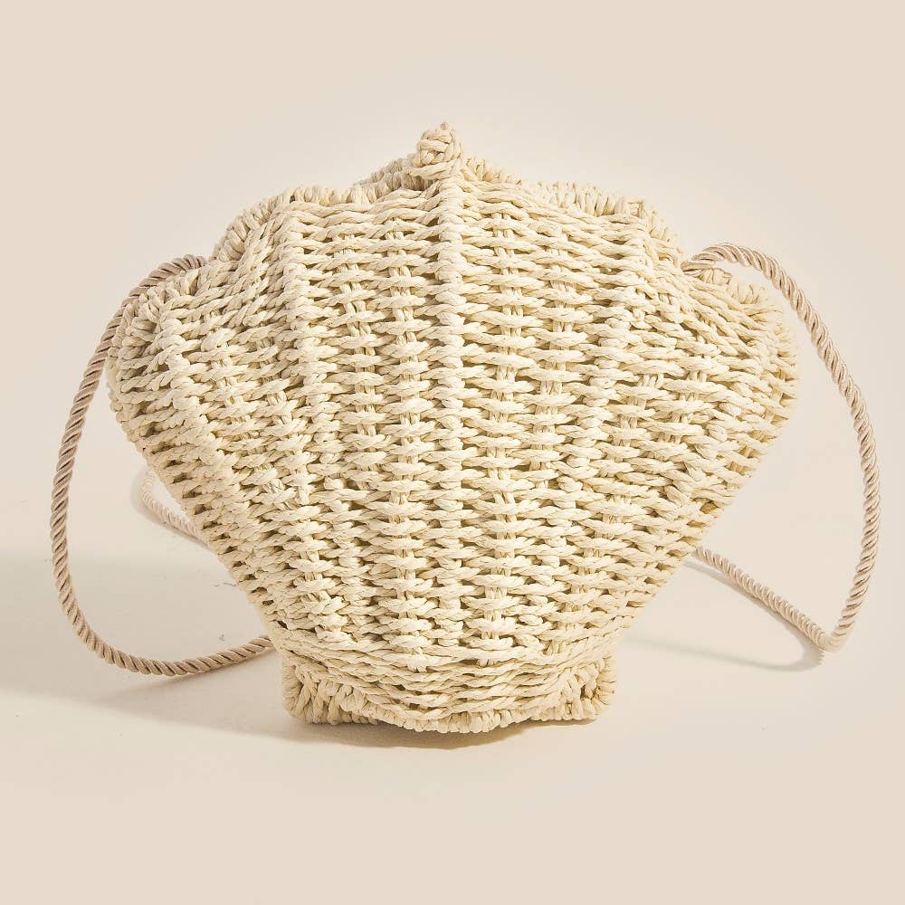 Straw Braided Seashell Bag