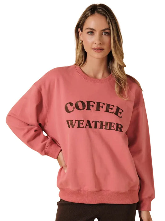 Coffee Weather Embroidered Sweatshirt