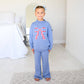 Blue MOCKNECK FLARE SWEATSUIT Gingham Bow Kids Set