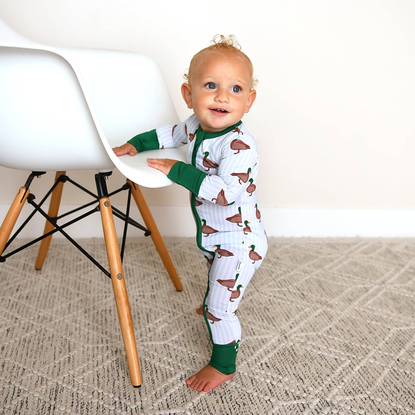 Landon ZIP Duck Bamboo One Piece Baby Outfit