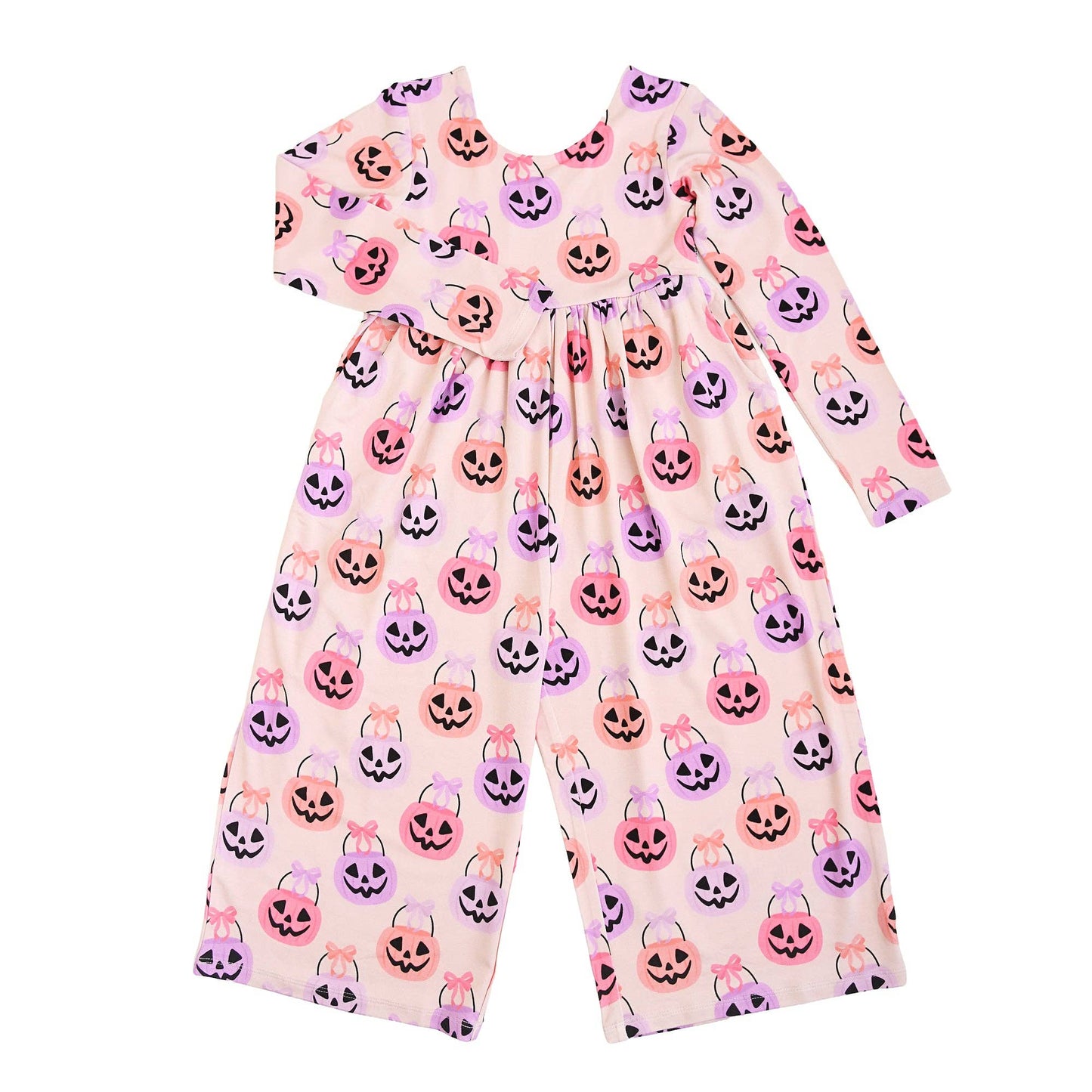 Emmy WIDE LEG ROMPER Bamboo Halloween Pumpkins Kids Outfit