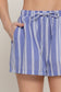 Elastic Waist Band Detail Stripe Printed Linen Effect Shorts