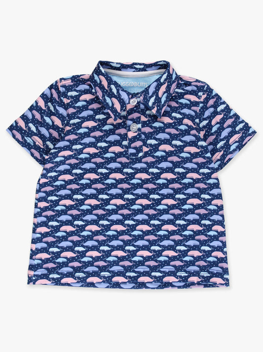 Boys Tiny Whale Harbor Knit Short Sleeve Performance Polo