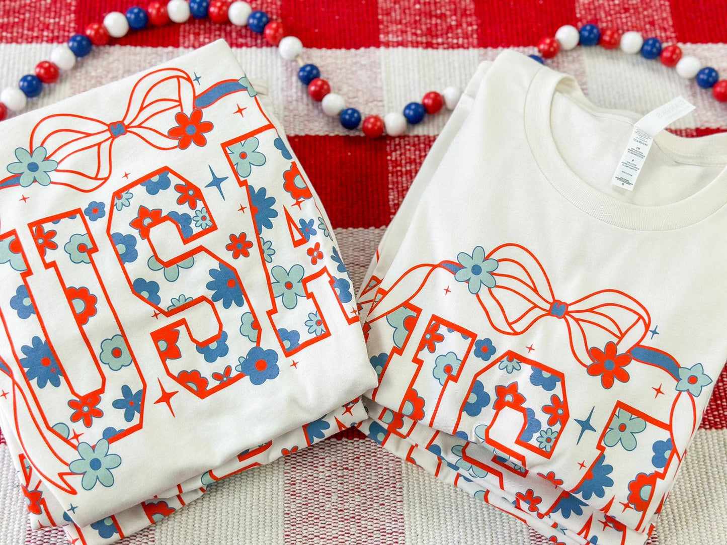 USA Bow Vintage White Tee