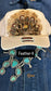 CREAM BEIGE FEATHER TRUCKER HAT