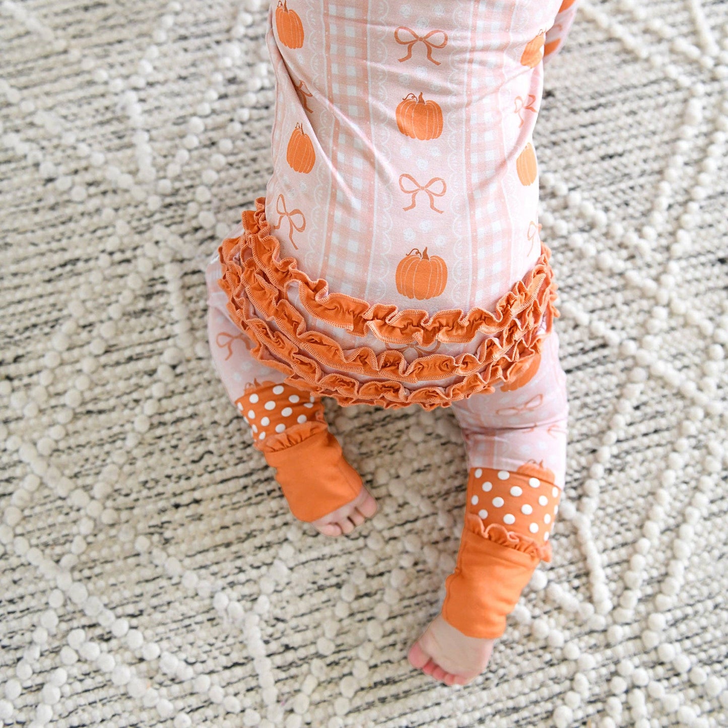 Reagan RUFFLE ZIP Bamboo Pumpkin Baby Outfit